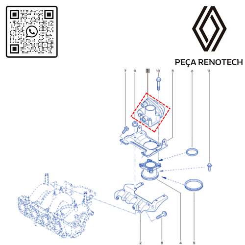 RN 647826-X 8200647826 CORPO DE BORBOLETA MOT 1.6 8V K7M LOG ISAN ISYM IMP 8